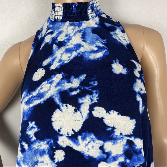 NEW SHOW ME YOUR MUMU BLUE PRINTED SLEEVELESS TUNIC TOP - Picture 3 of 7